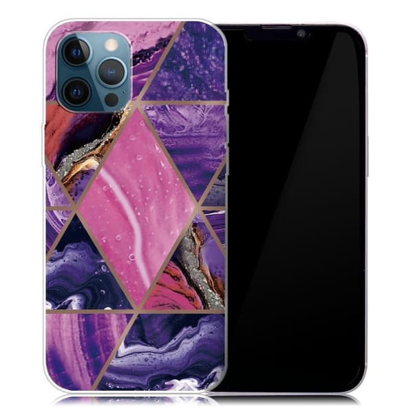 Marmordesign iPhone 13 Pro Max deksel - Lilla Og Rosa Marmor Multicolor