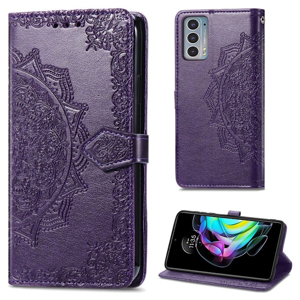 Mandala läder Motorola Edge 20 fodral - Lila Lila