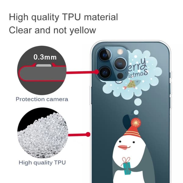 Juleetui til iPhone 12 Pro Max - Pingvin Vil Have Fisk White