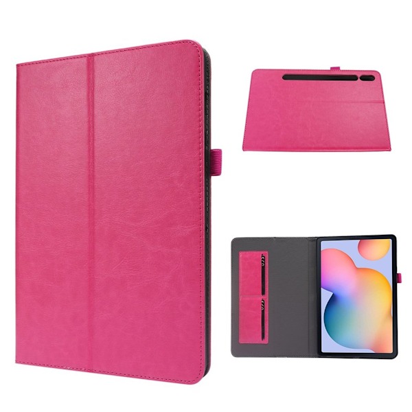 Crazy Horse Samsung Galaxy Tab S7 læder flip etui - Rose Pink