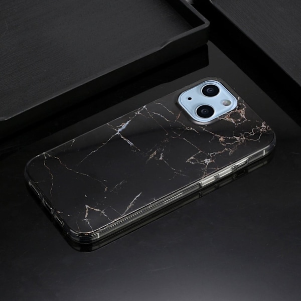 Marble design iPhone 14 Plus cover - Sort Marmor Black