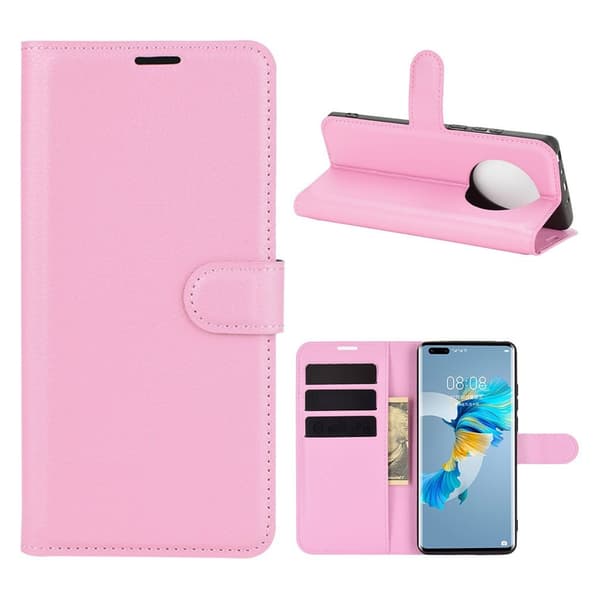 Classic Huawei Mate 40 Pro flip etui - pink Pink