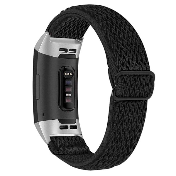 Fitbit Charge 4 / Charge 3 elastisk urrem i nylon - Sort Black