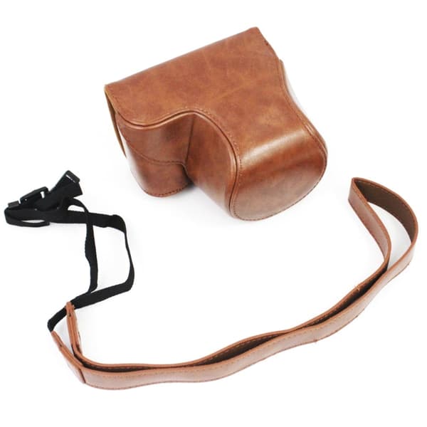 Sony ZV-E10 skinnveske i vintage stil med stropp - Brun Brown