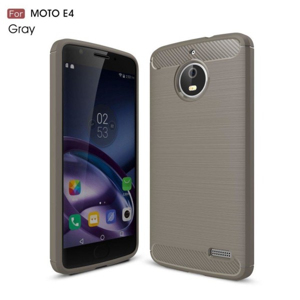 Motorola Moto E4 Karbon fiber designat skal - Grå Silvergrå
