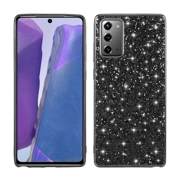 Glitter Samsung Galaxy Note 20 Etui - Sort Black