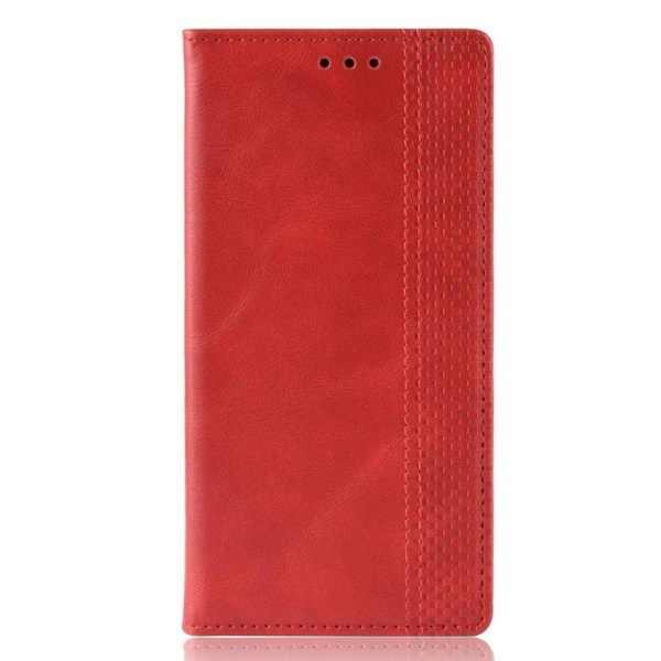 Samsung Galaxy A7 (2018) vintage läderfodral - Röd Röd