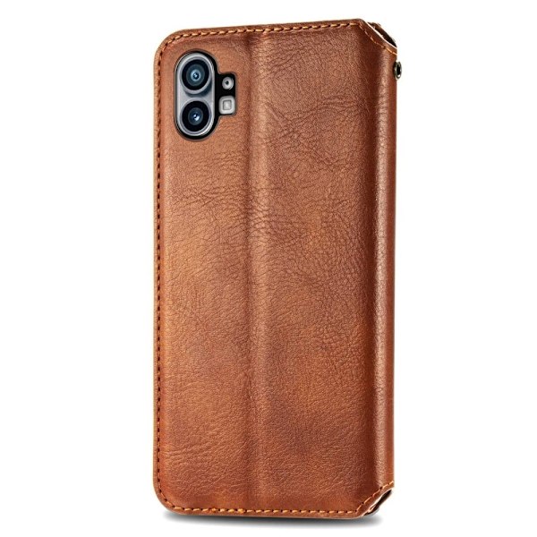 Nahkakotelo With A Stylish Rhombus Imprint For Nothing Phone (1) - Ruskea Brown