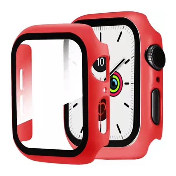 Apple Watch (41mm) simple frame + tempered glass screen protector - Red Röd