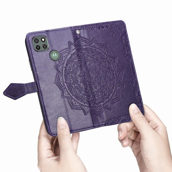 Mandala läder Motorola Moto G9 Power fodral - Lila Lila