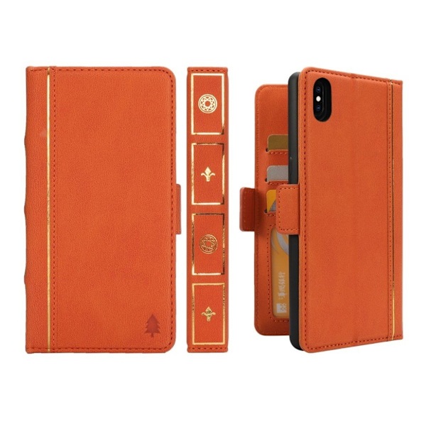 iPhone Xs Max Kirjan kuviollinen synteetti nahkainen lompakko suojakotelo - Oranssi Orange