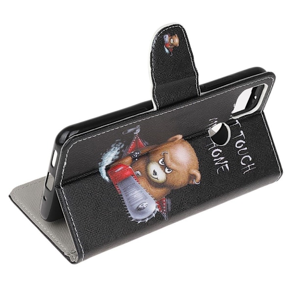 Wonderland Xiaomi Redmi 9C Flip etui - Vred bjørn og warning words Black