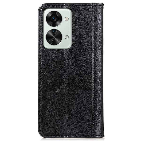OnePlus Nord 2T ægte læderetui med magnetisk lukning - Sort Black