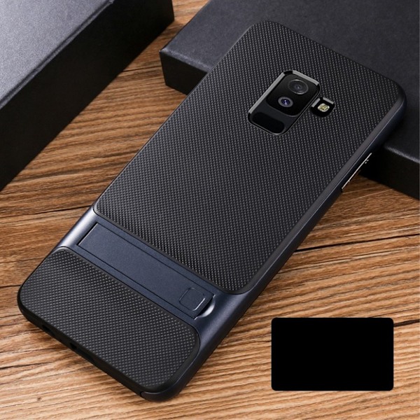 ELEGANCE Samsung Galaxy A6 Plus (2018) mobilskal silikon utfällbart ben - Blå Blå