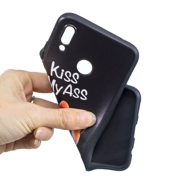 Huawei P Smart Plus mjukt mobilskal av silikon med tryckmönster – Kyss min röv multifärg