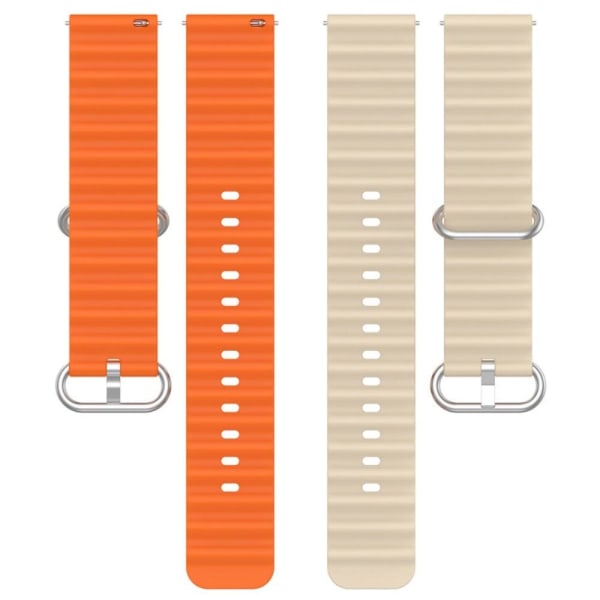 22 mm universal tofarvet silikone-urrem - Stjerne Lys / Orange Orange