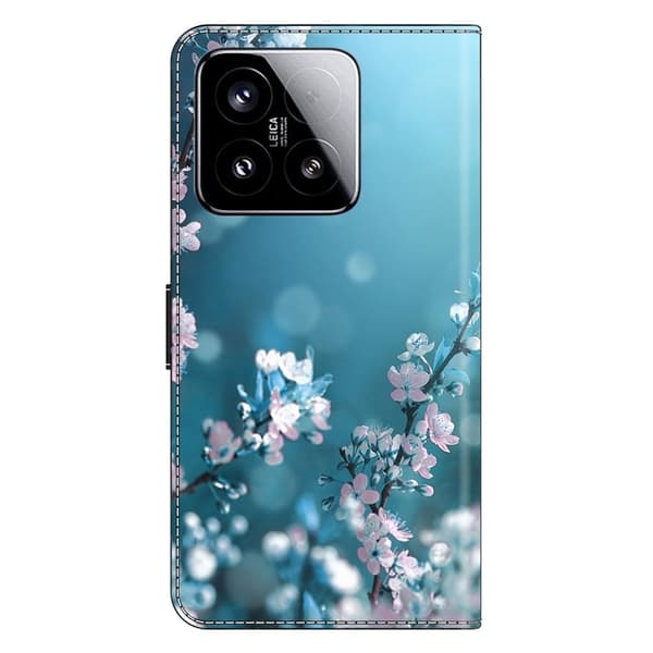 Xiaomi 15 Case 3D Pattern Vegansk Læder Wallet Phone Cover with Stand - Blomsterblomster Blue