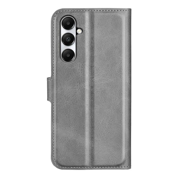 Hållbart konstläder Samsung Galaxy A05s fodral med plånbok - Silver/Grå Silvergrå