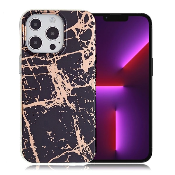 Marble iPhone 13 Pro Etui - Svart / Gull Multicolor