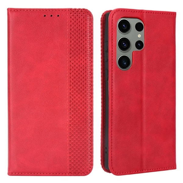 Bofink Vintage Samsung Galaxy S23 Ultra Læder Etui - Rød Red