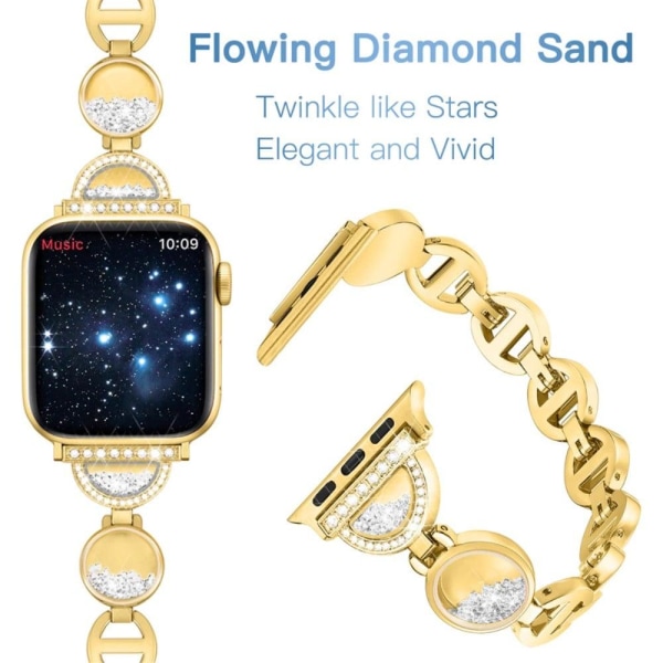 Apple Watch Series 8 (41mm) urrem i rustfrit stål med rhinestones - Guld Gold