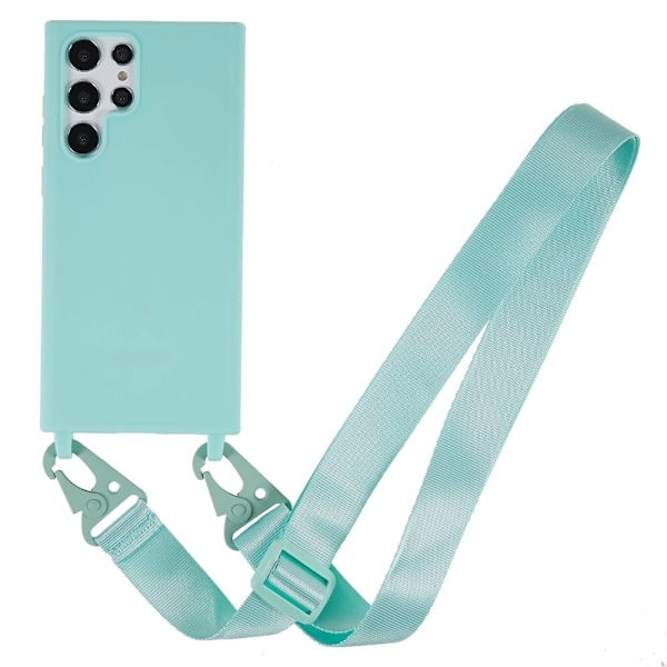 Tyndt TPU-etui med mat finish og justerbar strop til Samsung Galaxy S22 Ultra - Lysegrøn Green