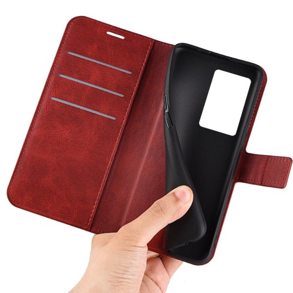 Hållbart konstläder ZTE Axon 40 Pro fodral med plånbok - Röd Röd