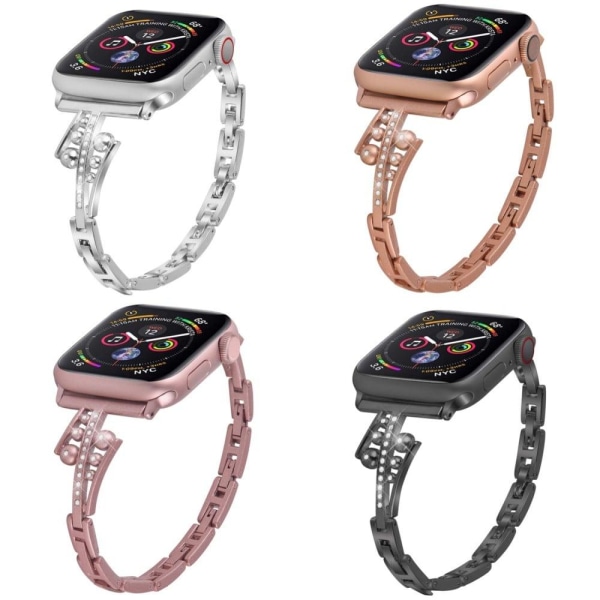 Apple Watch Series 8 (45mm) / Watch Ultra elegant urrem med rhinestone dekoration - Sort Black