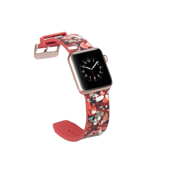 Apple Watch Series 4 40mm erstatnings urrem i silikone med mønster - Livagtige blomster Multicolor