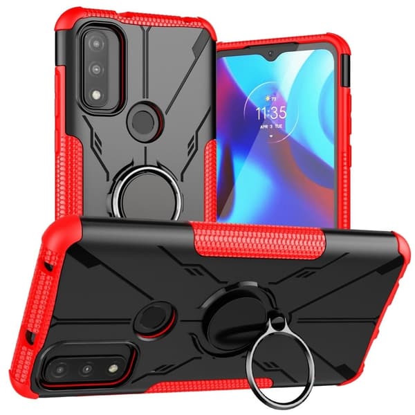 Kickstand-cover med magnetisk plade til Motorola G Pure - Rød Red
