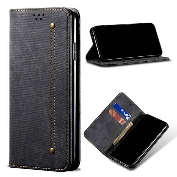 Jeans Xiaomi Redmi Note 10 Pro Flip Etui - Sort Black
