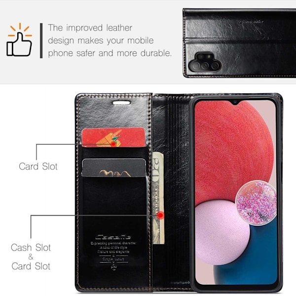 CaseMe Samsung Galaxy A13 5G / 4g / A04s Smooth Suojakotelo - Musta Black