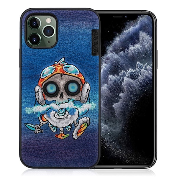 Nimmy Monster iPhone 11 Pro Deksel Brodert - Blå Blue