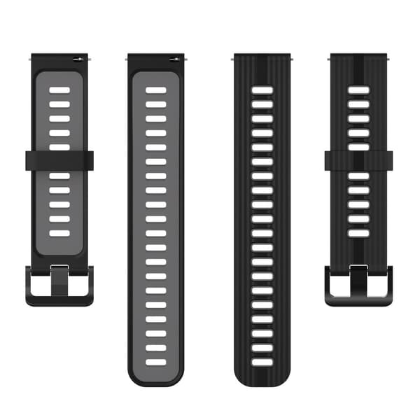 20 mm universal tofarvet silikone-urrem - Sort / Mørkegrå Black