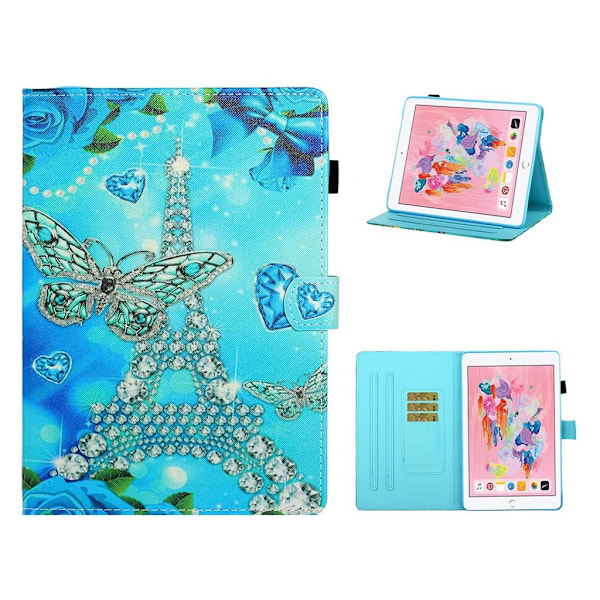iPad 10.2 (2019) tyylikäs kuvioitu nahkainen kääntö kotelo - Eiffel-Torni Multicolor