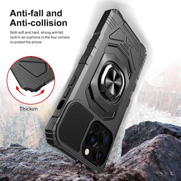 Kestävä kova muovisuojus pehmeällä sisäpuolella ja potkulaudalla iPhone 13 Pro:lle - Musta Black