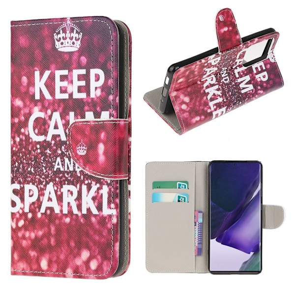 Wonderland Samsung Galaxy Note 20 Ultra Flip Etui - Keep Calm og Sparkle Red