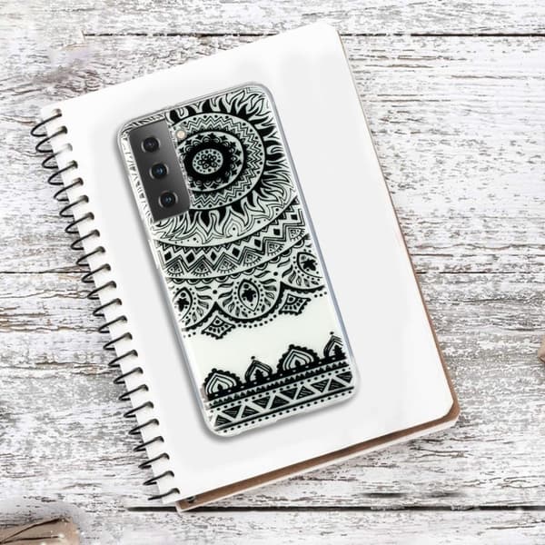 Deco Samsung Galaxy S21 Plus Hülle - Svart Mandala Blomst Black
