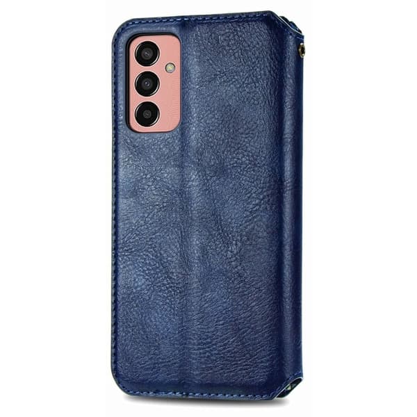 Läder Samsung Galaxy M13 4G fodral med romb-design - Blå Blå