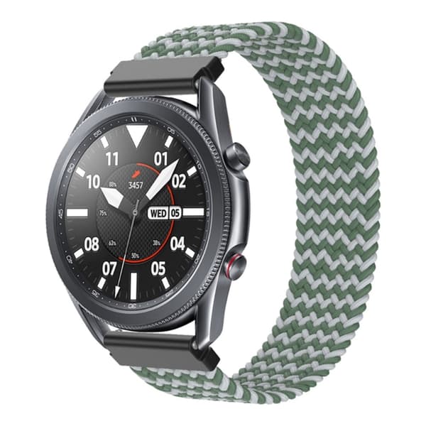 Samsung Galaxy Watch 3 (45 mm) elastisk nylon-urrem - W-Form Grøn / Grå Størrelse: Xs Green