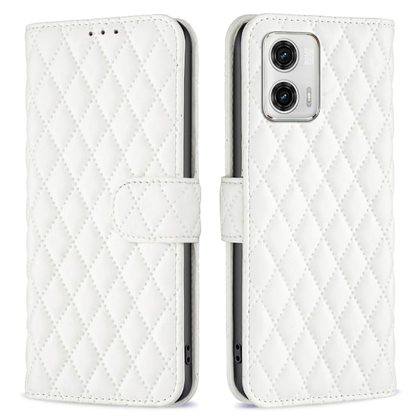 Rhombus mat Motorola Moto G73 flip etui - Hvid White