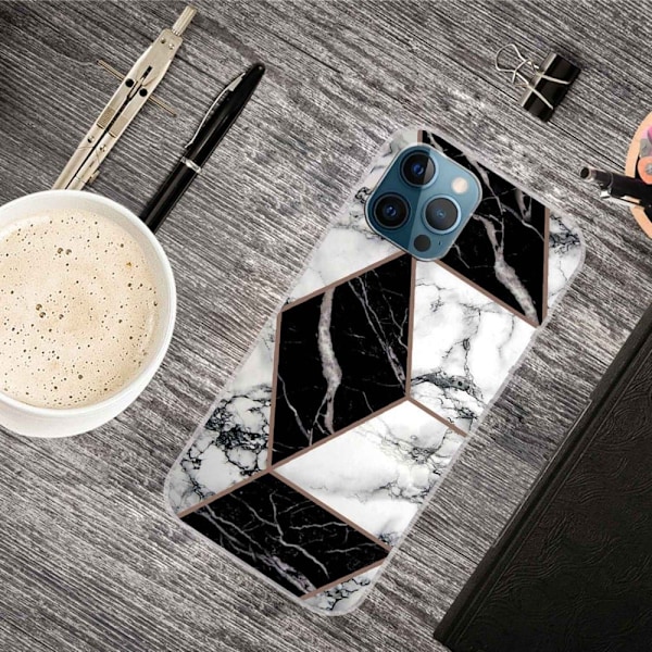 Marble design iPhone 14 Pro kotelot - Harmaa / Musta / Valkoinen Multicolor