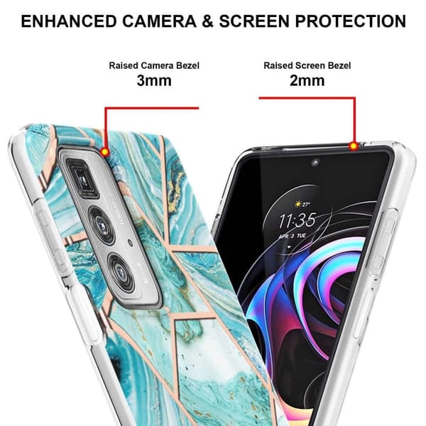 Marble Motorola Edge 20 Pro Suojakotelo - Sininen Blue