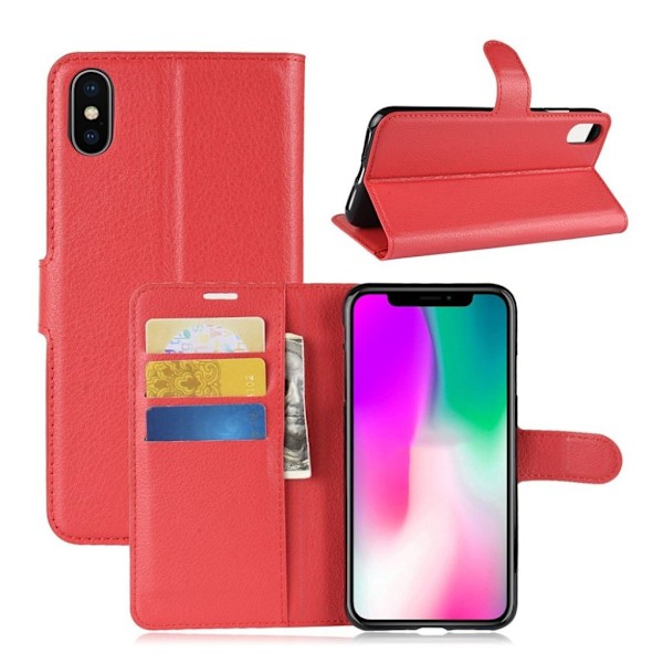 iPhone XR mobilfodral syntetläder silikon stående plånbok - Röd Röd