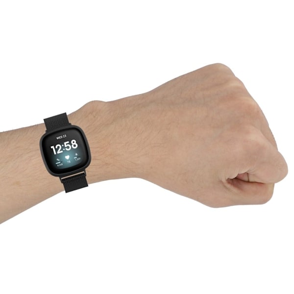Fitbit Sense 2 / Versa 4 milanese ruostumattomasta teräksestä valmistettu ranneke - Rose Gold Koko: L Pink