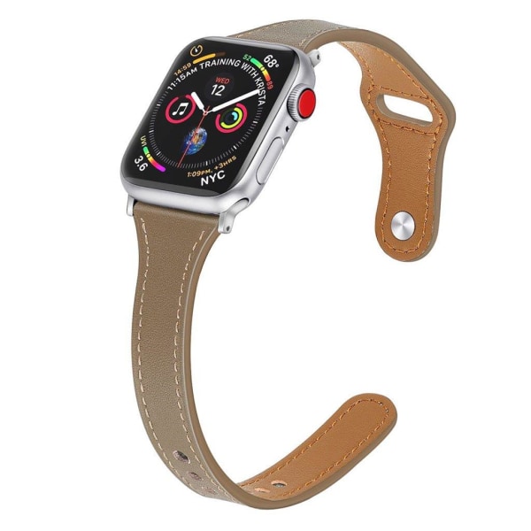 Apple Watch Series 5 40 mm klockarmband i äkta läder - Khaki Brun