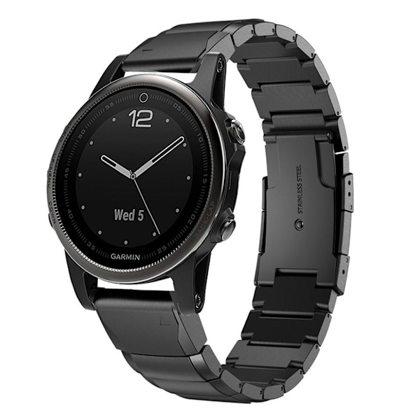 Garmin Fenix 5S urrem i rustfrit stål - sort Black