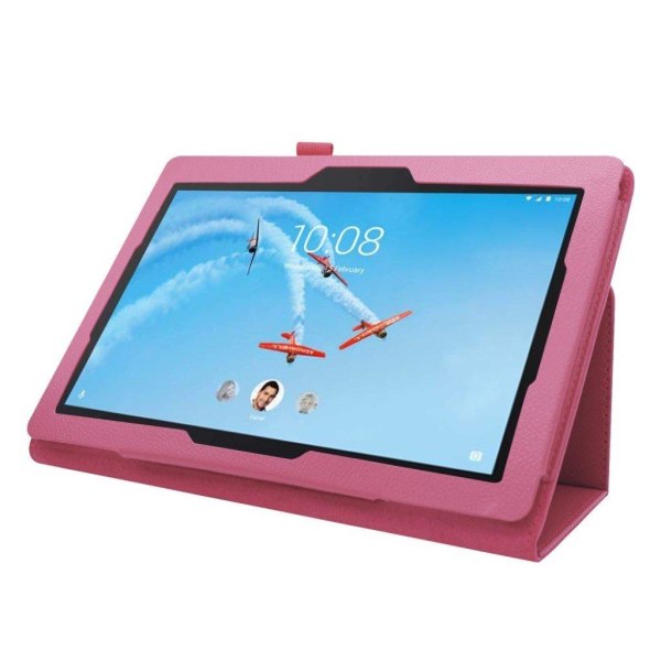 Lenovo Tab E10 litchi læderetui - Rosa Pink