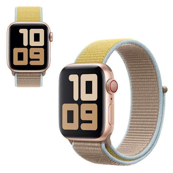 Apple Watch Series 5 40mm solid farve nylon urrem - Gul / Lysebrun Yellow