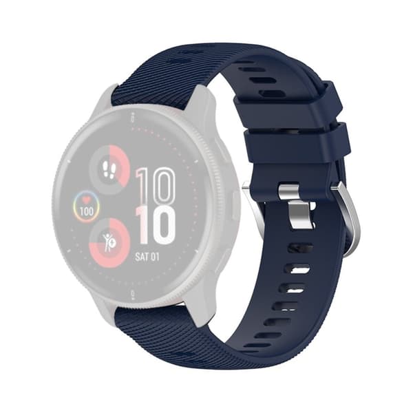 20 mm tværstribet silikoneurrem til Samsung- og Garmin-ure - Midnatsblå Blue
